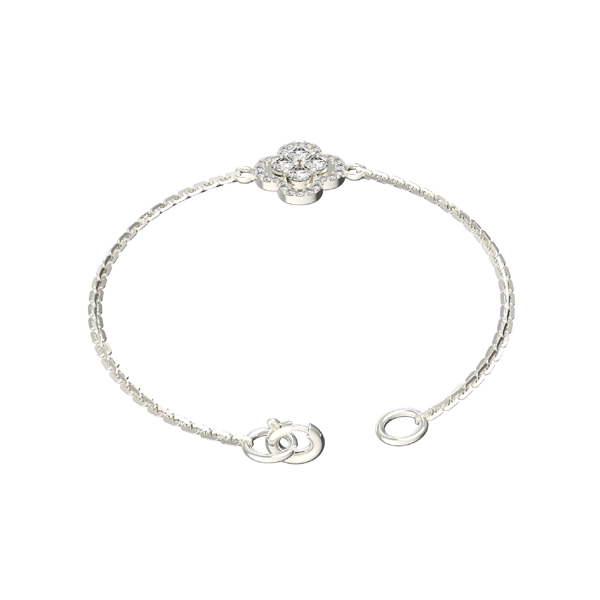 Bracciale da donna floreale in moissanite RKC in argento sterling 925 da 1,00 ct, placcato in oro giallo 14 carati, peso 2,85 ct