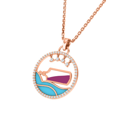 RKC 0.35 ct Enamel Moissanite Pendant 925 Silver Jewelry 14K Rose Gold Plated Wt 4.20gm Height 23.20mm