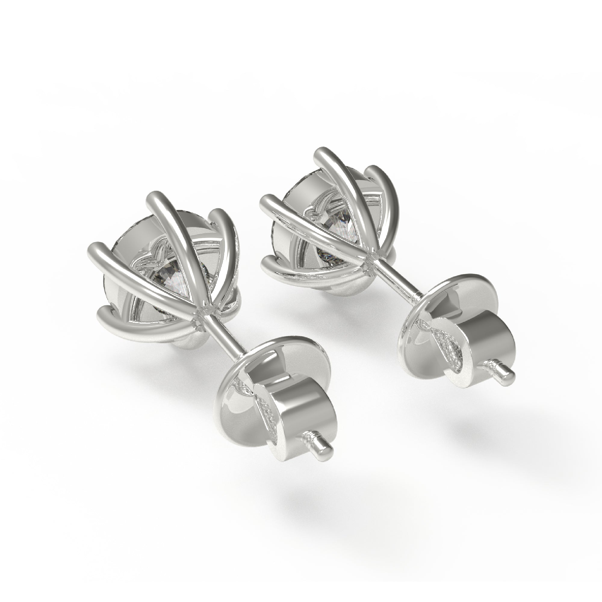 RKC Damen-Solitär-Ohrstecker aus 925er-Sterlingsilber, sechs Zinken, 14 Karat Rose über Produktgewicht: 1,20 GM, Steinhöhe: 3,80 mm