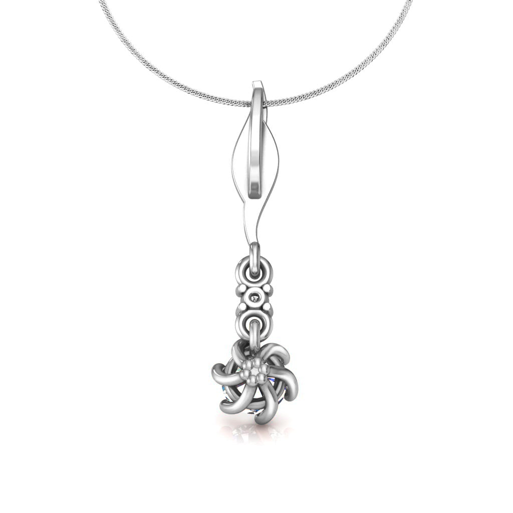 Ciondolo in moissanite da 0,27 ct con due pietre in argento con finitura in oro bianco RKC, regalo per lei, altezza 20,00 mm, peso 2,6 g