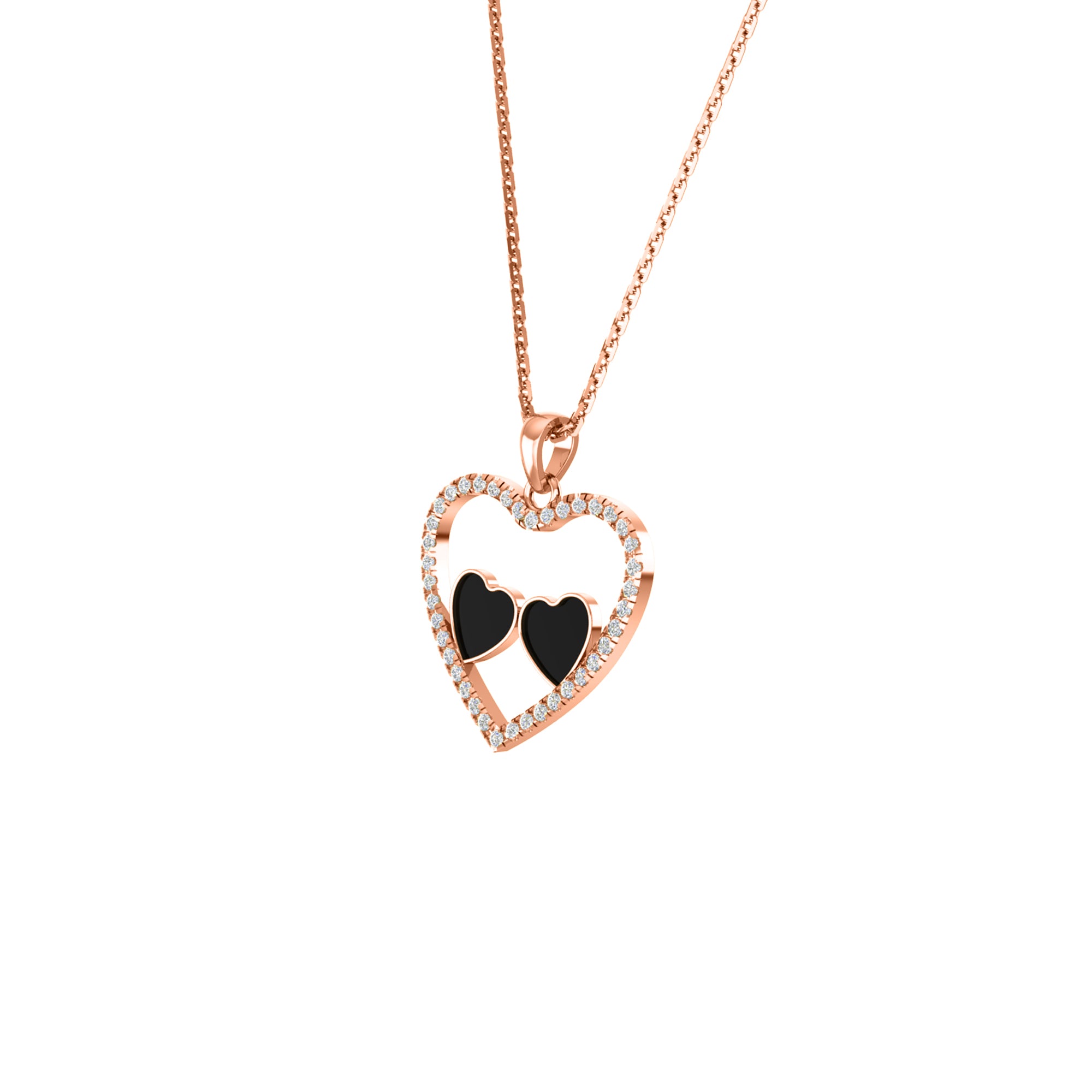 Ciondolo smaltato a cuore in moissanite da 0,36 ct RKC, argento 925, placcato oro rosa 14 carati, peso 3,80 GM, altezza 18,60 mm
