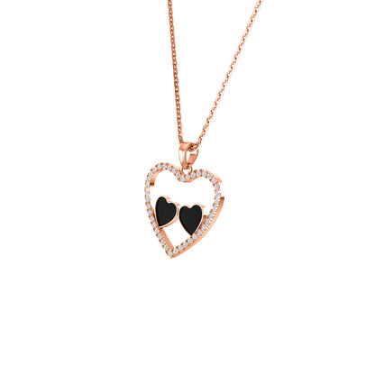 Ciondolo smaltato a cuore in moissanite da 0,36 ct RKC, argento 925, placcato oro rosa 14 carati, peso 3,80 GM, altezza 18,60 mm