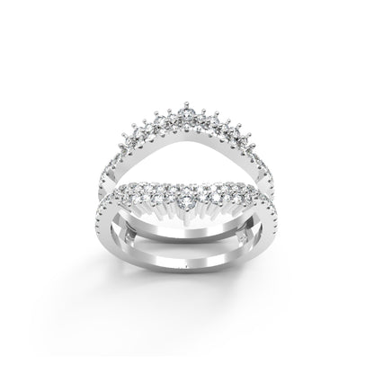 RKC Moissanit Enhancer Guard Ring für Damen, Ehering, 925er Silber, 14 Karat Gelbgold vergoldet, Gewicht 3,80 g, Breite 6 mm