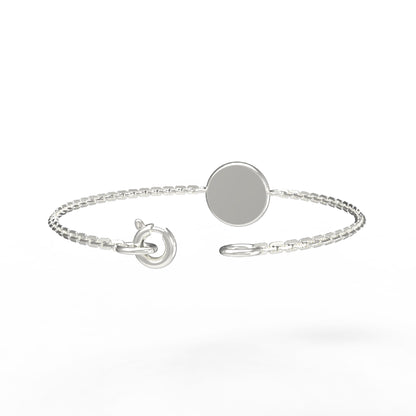 Bracciale iniziale a forma rotonda in argento sterling RKC 925, regalo per lei, placcato in oro giallo 14 carati, peso 3,25 g