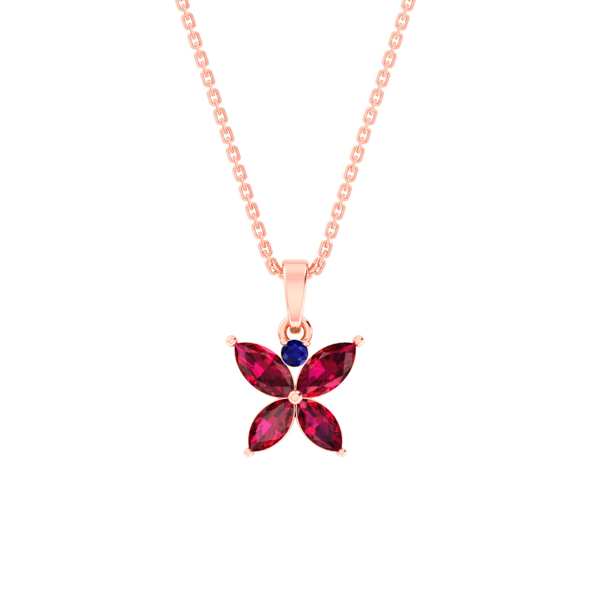 RKC Golden Stunning Flower Gemstone Shape Mini Pendant Necklace With Chain Birthday Gift