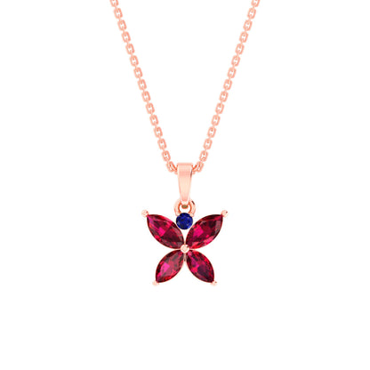 RKC Golden Stunning Flower Gemstone Shape Mini Pendant Necklace With Chain Birthday Gift
