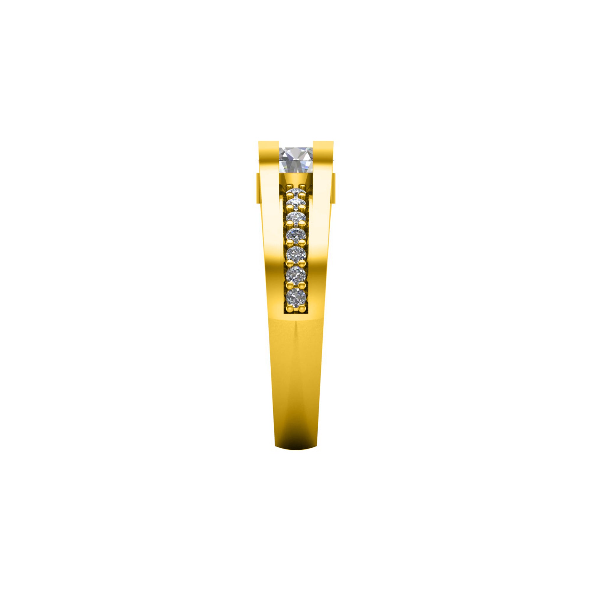 Solitario RKC Moissanite con accenti Micro Set Anello scopo Argento 925 Placcato oro giallo 14 carati Peso 3,2 g Larghezza 3,20 MM