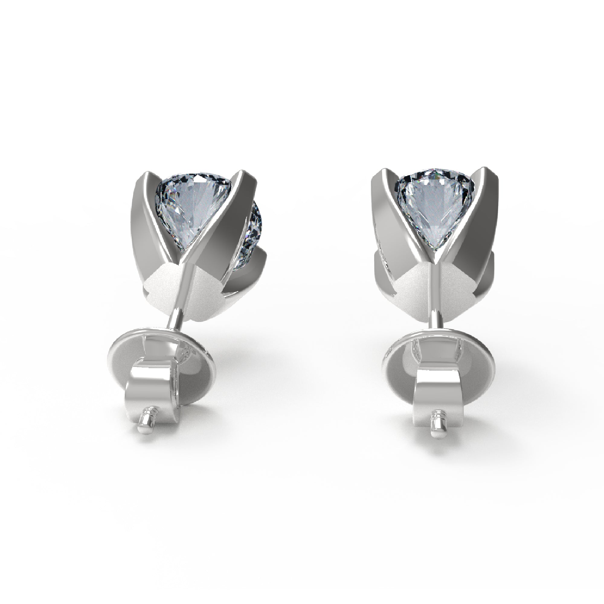 RKC 925 Sterling Silber Unisex-Ohrstecker mit vier Zinken, 14 Karat Gelb, Produktgewicht: 1,60 GM, Höhe: 5,50 mm
