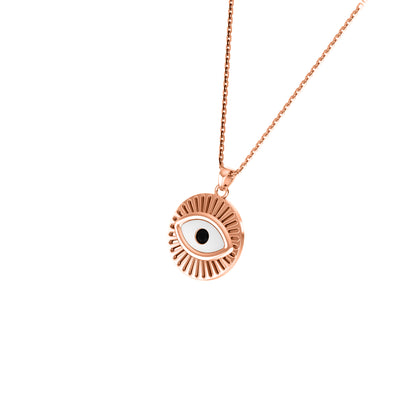 RKC 0,17 CT Emaille Evil Eye Anhänger 925 Silber 14K Gelbgold plattiert, Gewicht 5,80 GM, Höhe 20,00 MM