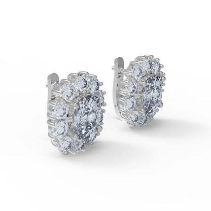 Orecchino da donna a bottone in argento sterling RKC 925 con rosa 14k sopra il prodotto Peso 7,50 GM Altezza 18,50 MM