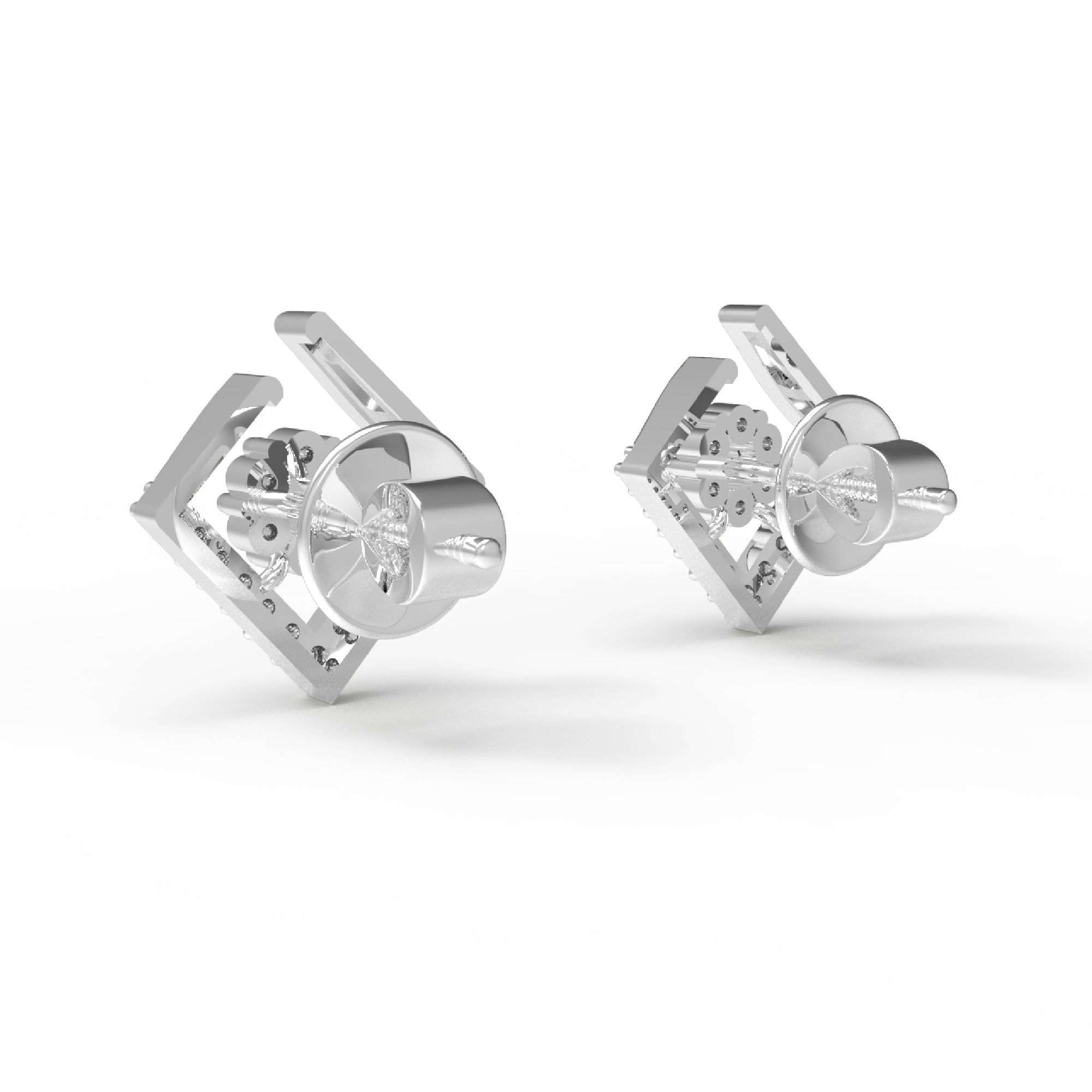RKC Damen-Ohrring, offener quadratischer Ohrstecker aus 925er-Sterlingsilber, 14 Karat Rose, über 2,00 g, Höhe 11,20 mm