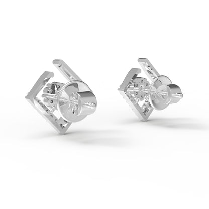 RKC Damen-Ohrring, offener quadratischer Ohrstecker aus 925er-Sterlingsilber, 14 Karat Rose, über 2,00 g, Höhe 11,20 mm
