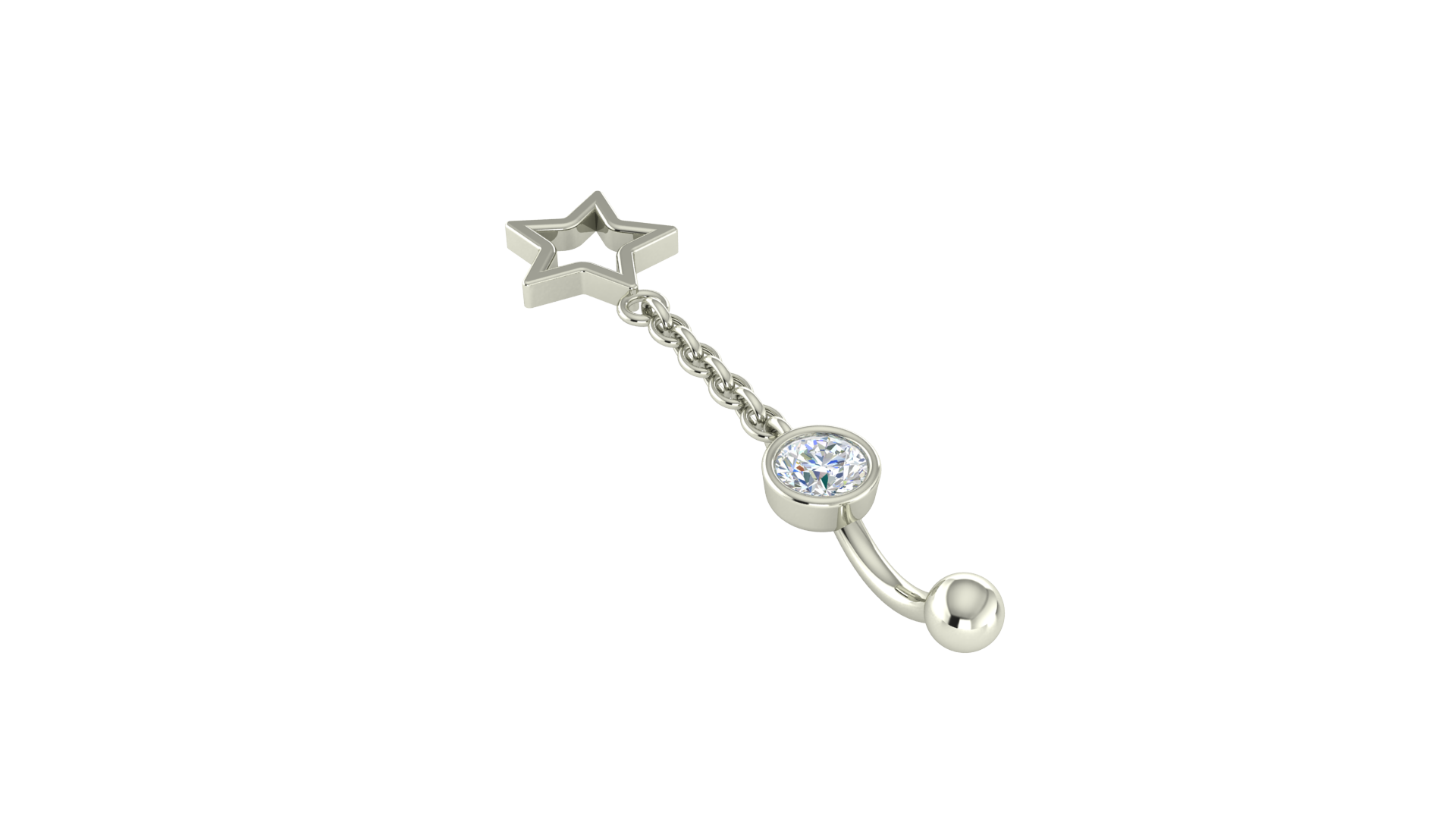 RKC JEWELRY 925 Sterling Silber Drop Star Damen-Bauchnabel, 14 Karat Gelbgold vergoldet, Gewicht 1,20 GM, Höhe 35 mm