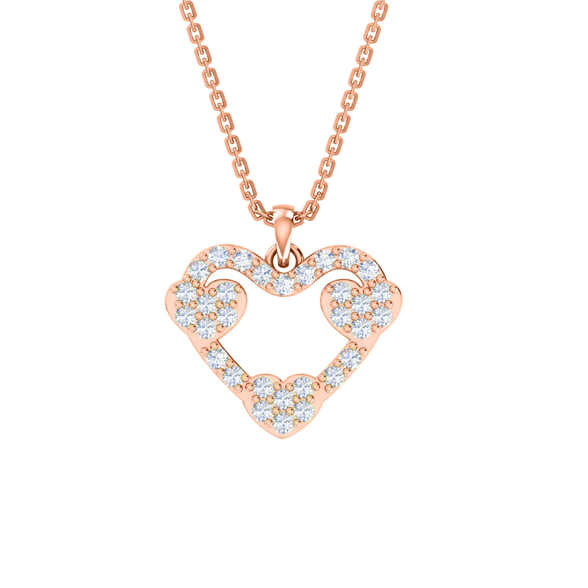 RKC 2,00 CT Moissanit-Herzanhänger, 925er Silberschmuck, 14 Karat Roségold vergoldet, Gewicht 4,30 GM, Höhe 17,80 mm