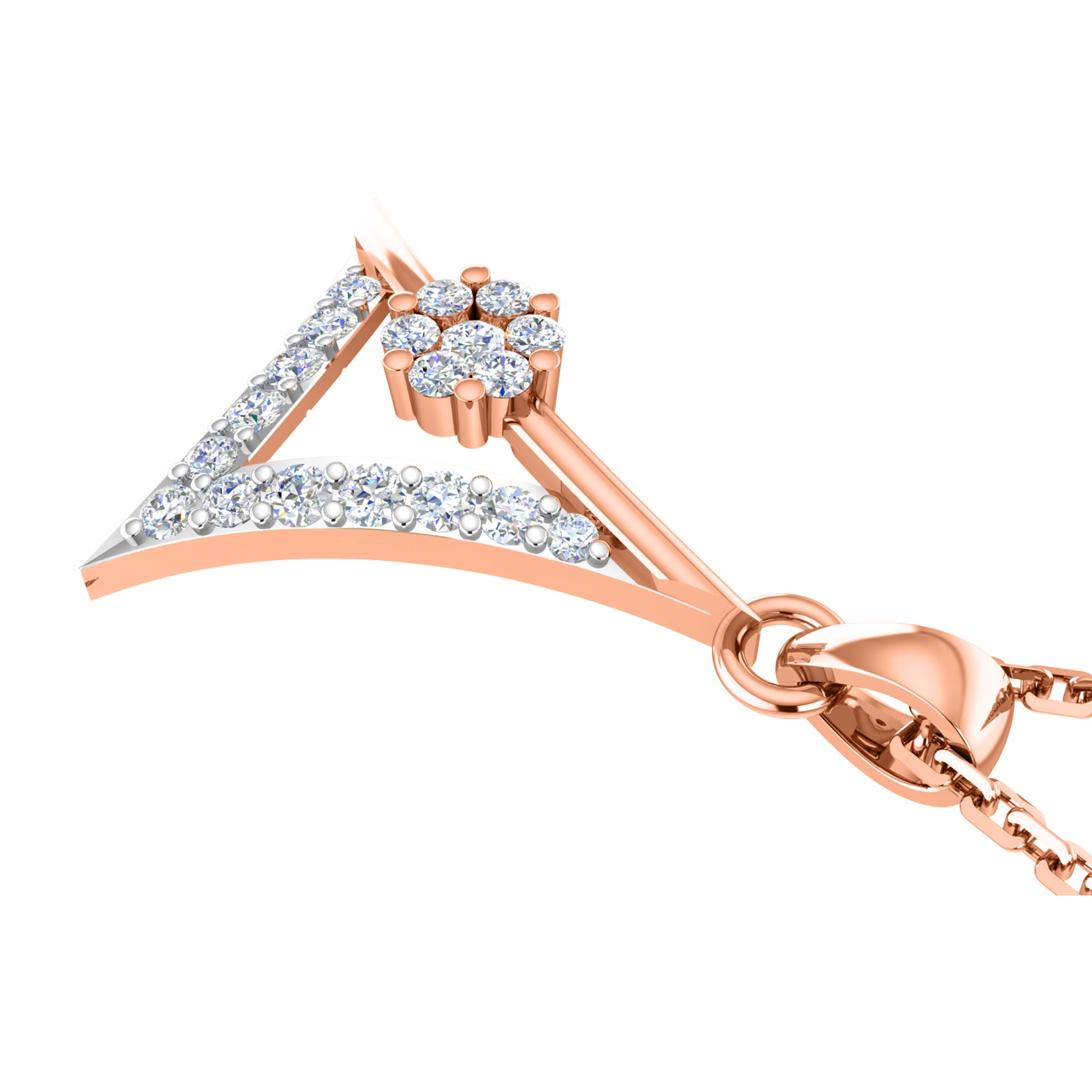 RKC 925 Silber Golden Gesamtgewicht 0,55 ct Moissanit Anhänger Gewicht 3,40 gm und Gewicht Ohrring 1,80 gm Set mit 14K Roségold plattiert