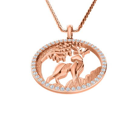 RKC 0,30 Karat Moissanit-Charm-Anhänger, 925er Silberschmuck, 14 Karat Roségold vergoldet, Gewicht 4,50 g, Höhe 19 mm