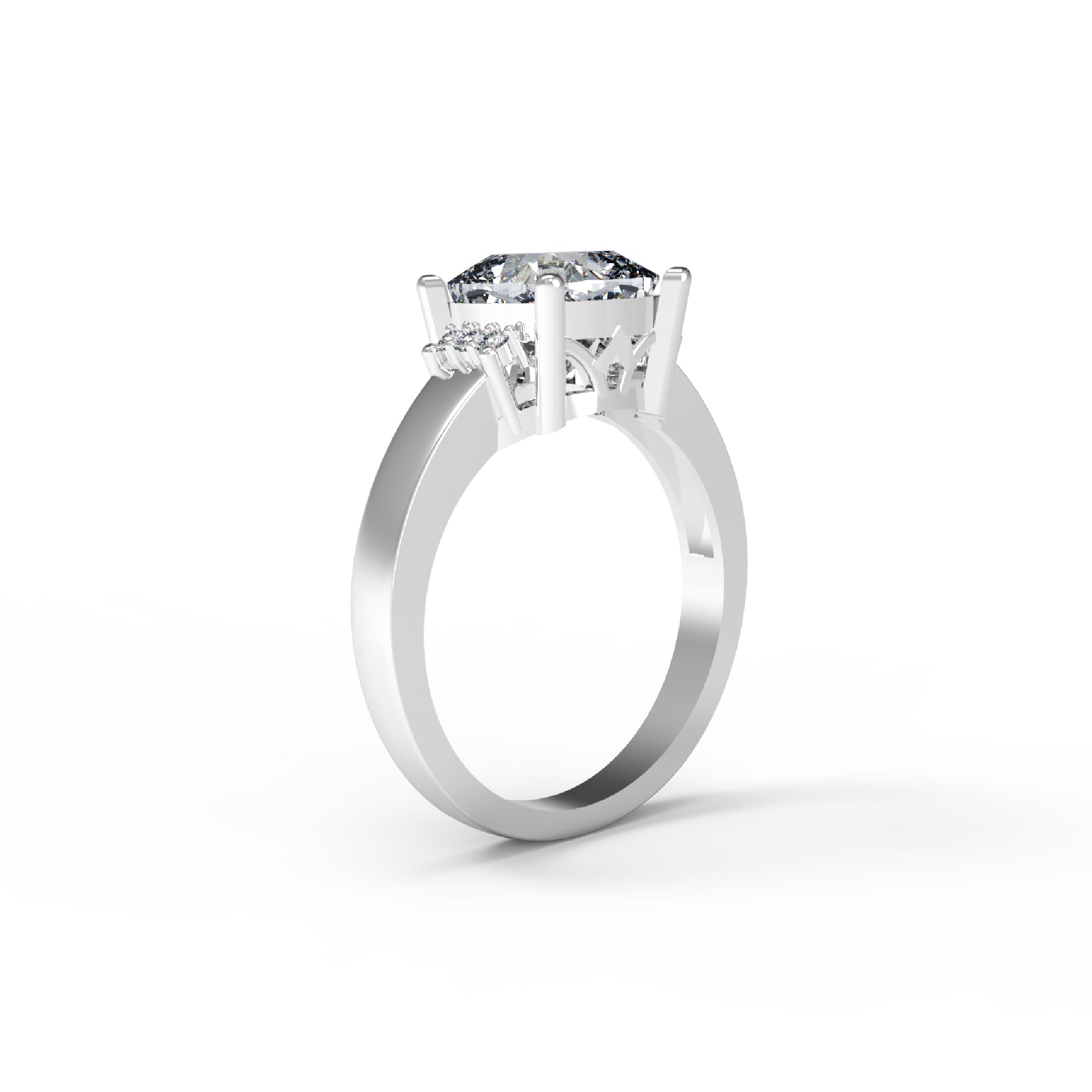 Fede nuziale solitaria in moissanite con taglio a cuscino RKC, argento 925, placcato oro giallo 14 carati, peso 3 g, larghezza 2,10 mm