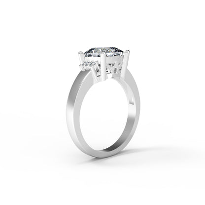 Fede nuziale solitaria in moissanite con taglio a cuscino RKC, argento 925, placcato oro giallo 14 carati, peso 3 g, larghezza 2,10 mm