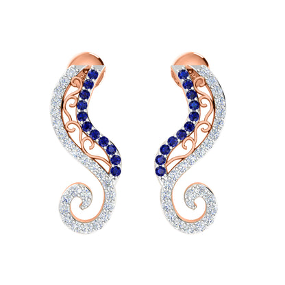 Orecchino da donna con perno in argento sterling RKC 925 bianco 14k su peso 3,00 g, altezza 20,50 mm