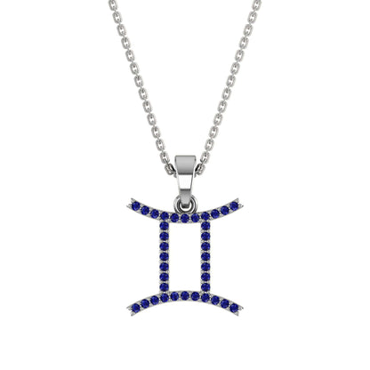 RKC Yellow Gold Plated Gemini Horoscope Cubic Zirconia Pendant Necklace