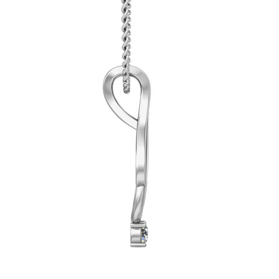 Ciondolo in moissanite da donna in argento sterling 925 RKC da 0,03 ct, finitura in oro rosa 14 carati, peso 2,5 g, altezza 16 mm