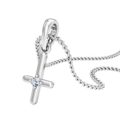 RKC Ciondolo in moissanite da donna in argento 925 con croce religiosa da 0,015 ct, placcato in oro giallo 14 carati, peso 2,4 g, altezza 15 mm