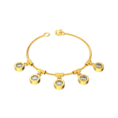 RKC 925 Sterling Silber 1,25 Karat Moissanit runder Charm-Damen-Armband, 14 Karat Gelbgold vergoldet, Gewicht 3,75 g