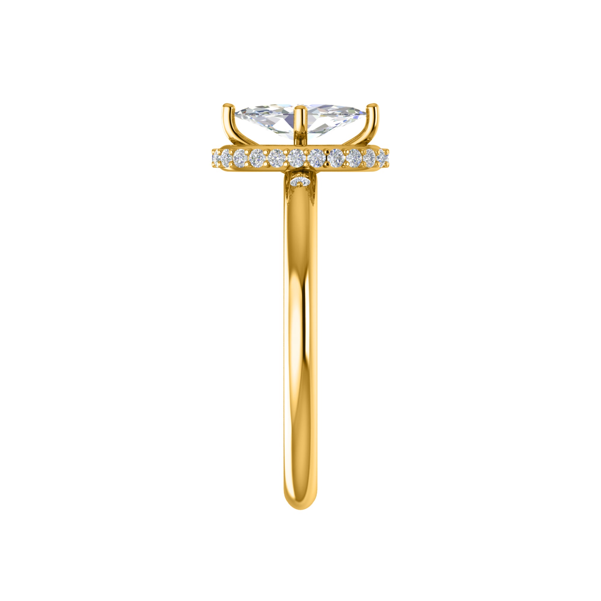 RKC Marquise-Moissanit-Halo-Verlobungsring, 925er Silber, Gelbgold vergoldet, für Damen, Gewicht 2 g