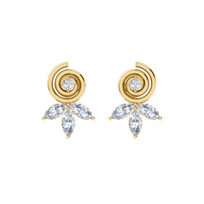 RKC Damen-Ohrring „Blume“ aus 925er-Sterlingsilber, 14 Karat Gelbgold mit einem Gesamtgewicht von 1,40 g, Höhe 11,40 mm