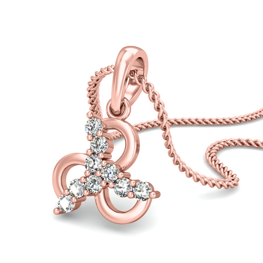 RKC Blumenförmiger 0,09 Karat Moissanit-Jubiläumsgeschenk-Anhänger, 14 Karat Gelbgold vergoldet, Gewicht 2,7 g, Höhe 14,5 mm