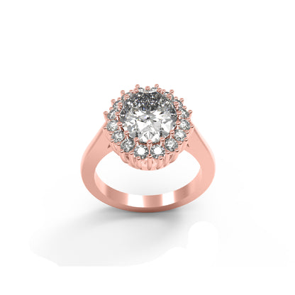 RKC Oval geschnittener Moissanit-Halo-Hochzeitstagsring, 925er Sterlingsilber, 14 Karat Gelbgold vergoldet, Gewicht 4 g, Breite 2,50 mm