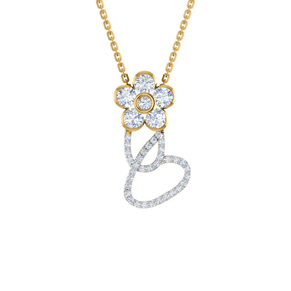 RKC 1,65 Karat Moissanit-Blumenanhänger, 925er Silberschmuck, 14 Karat Roségold vergoldet, Gewicht 4,90 g, Höhe 26,00 mm