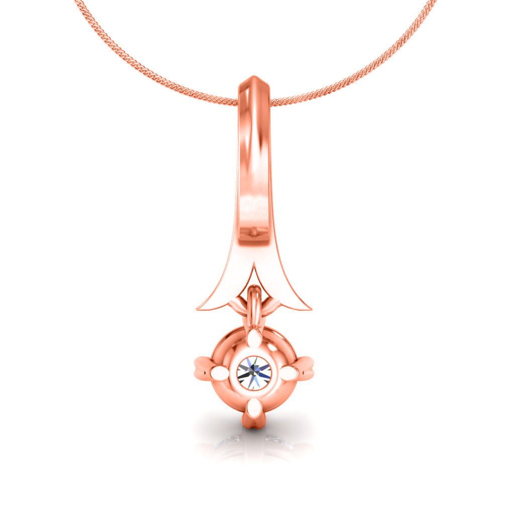 RKC Solitär-Anhänger rund für Damen, 0,25 Karat Moissanit, 14-Karat-Roségold-Finish, Gewicht 3,00 g, Höhe 17,80 mm