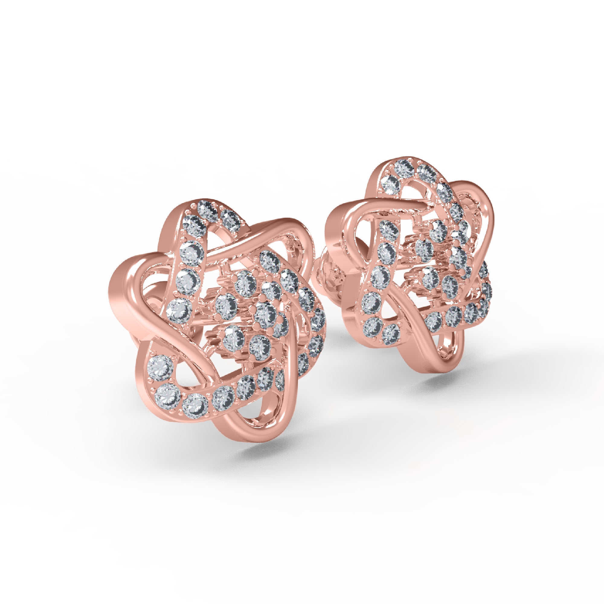RKC Damen-Ohrstecker aus 925er-Sterlingsilber mit Schraubverschluss, 14-Karat-Rose, Produktgewicht: 5,20 GM, Höhe: 16,50 mm