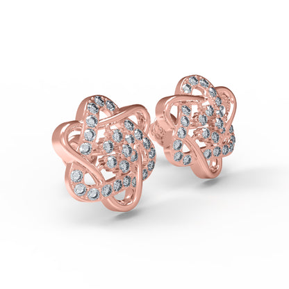 RKC Damen-Ohrstecker aus 925er-Sterlingsilber mit Schraubverschluss, 14-Karat-Rose, Produktgewicht: 5,20 GM, Höhe: 16,50 mm