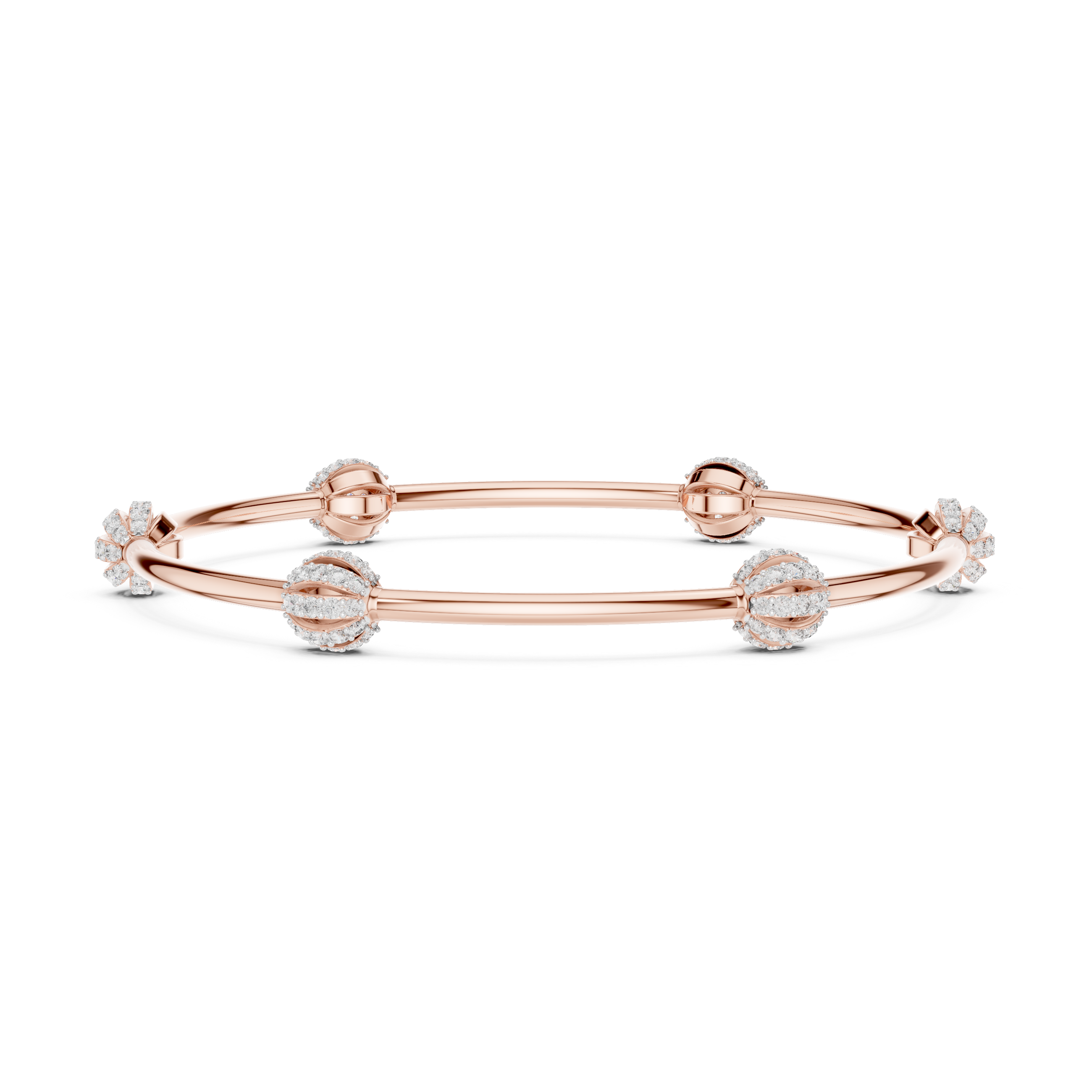 925 Silver Moissanite Station Bangle 14k Gold Plated