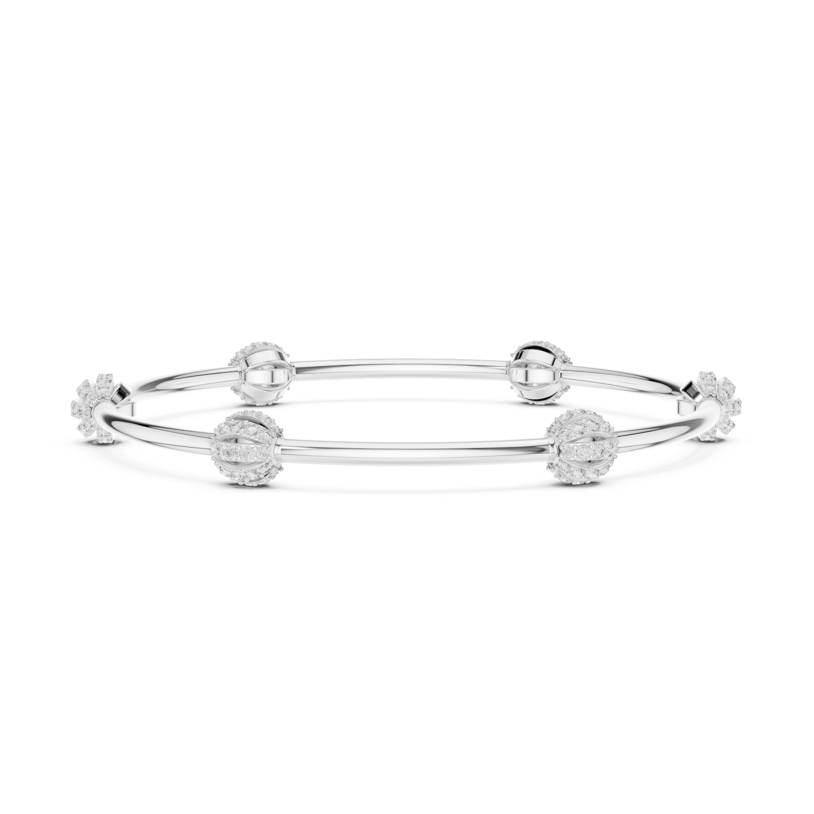 925 Silver Moissanite Station Bangle 14k Gold Plated