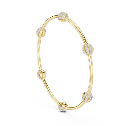 925 Silver Moissanite Station Bangle 14k Gold Plated