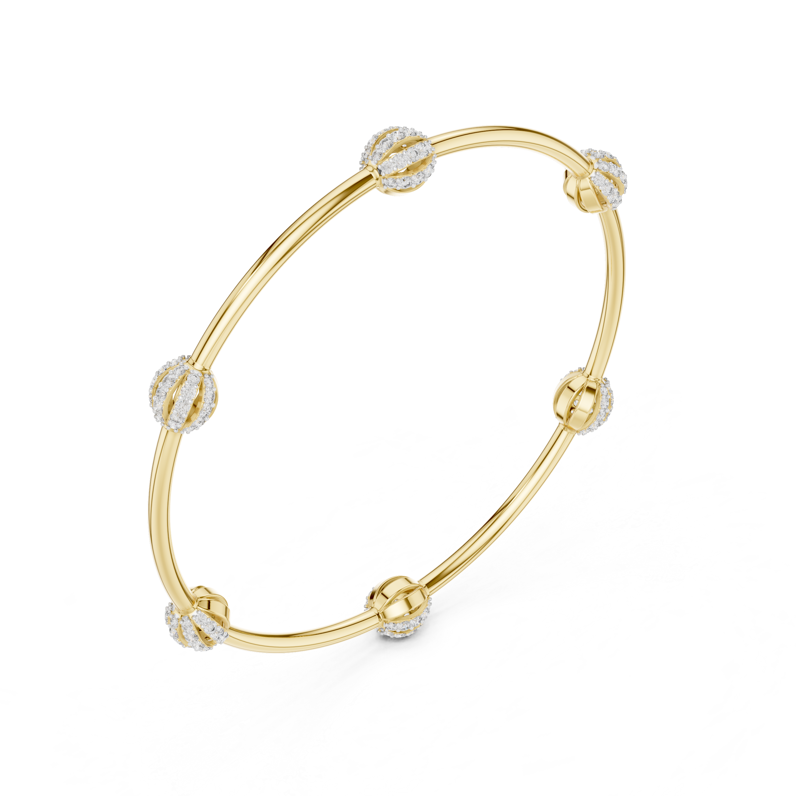 925 Silver Moissanite Station Bangle 14k Gold Plated