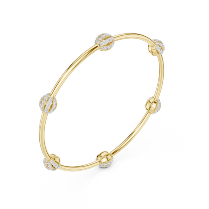 925 Silver Moissanite Station Bangle 14k Gold Plated