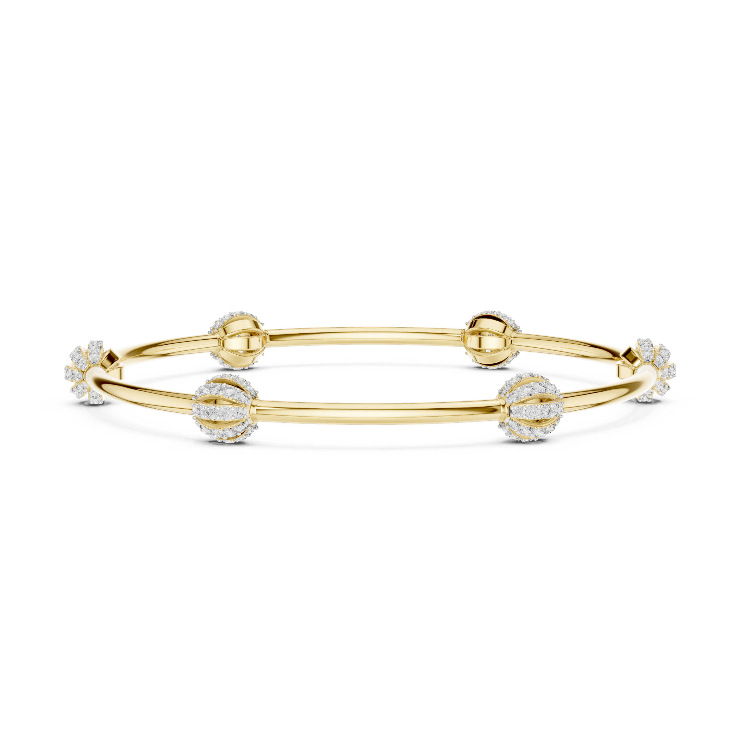 925 Silver Moissanite Station Bangle 14k Gold Plated