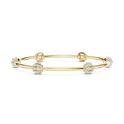 925 Silver Moissanite Station Bangle 14k Gold Plated