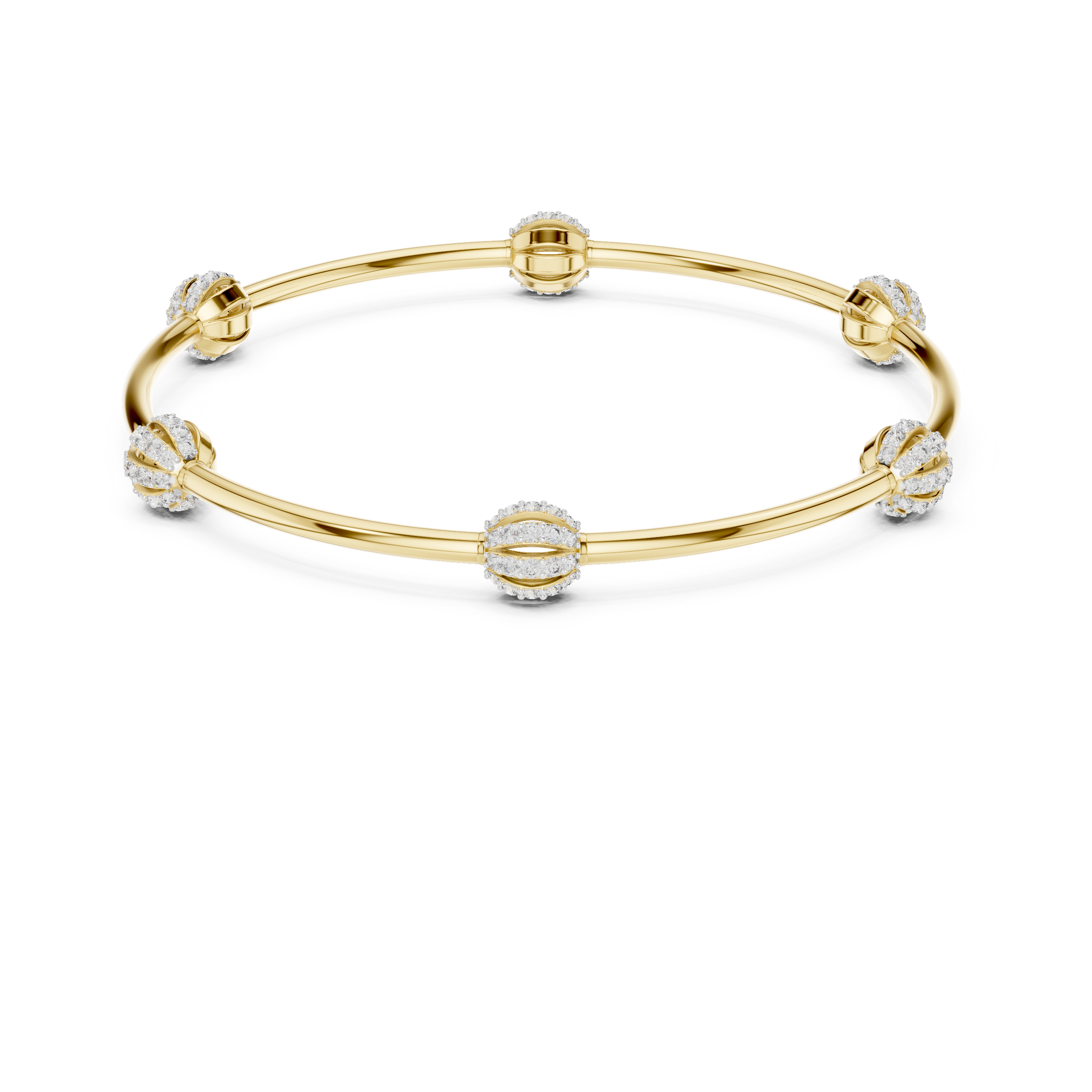 925 Silver Moissanite Station Bangle 14k Gold Plated