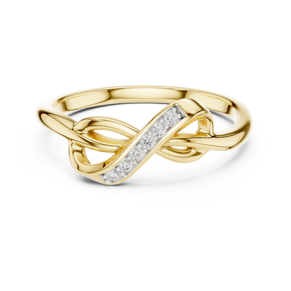925 Silver Moissanite Infinity Love Knot Ring 14K Gold Plated