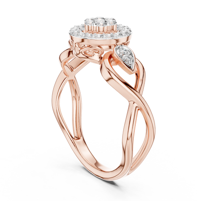 925 Silver Moissanite Cluster Halo Cocktail Ring 14K Gold Plated
