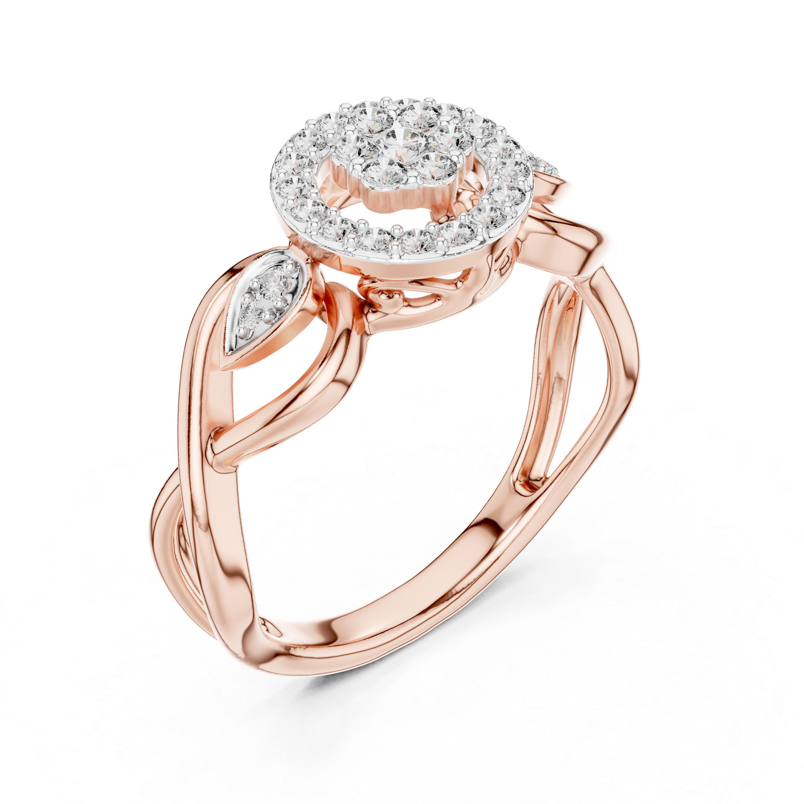 925 Silver Moissanite Cluster Halo Cocktail Ring 14K Gold Plated