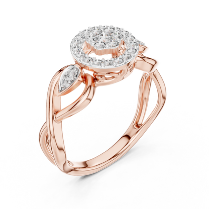 925 Silver Moissanite Cluster Halo Cocktail Ring 14K Gold Plated