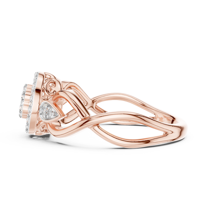 925 Silver Moissanite Cluster Halo Cocktail Ring 14K Gold Plated