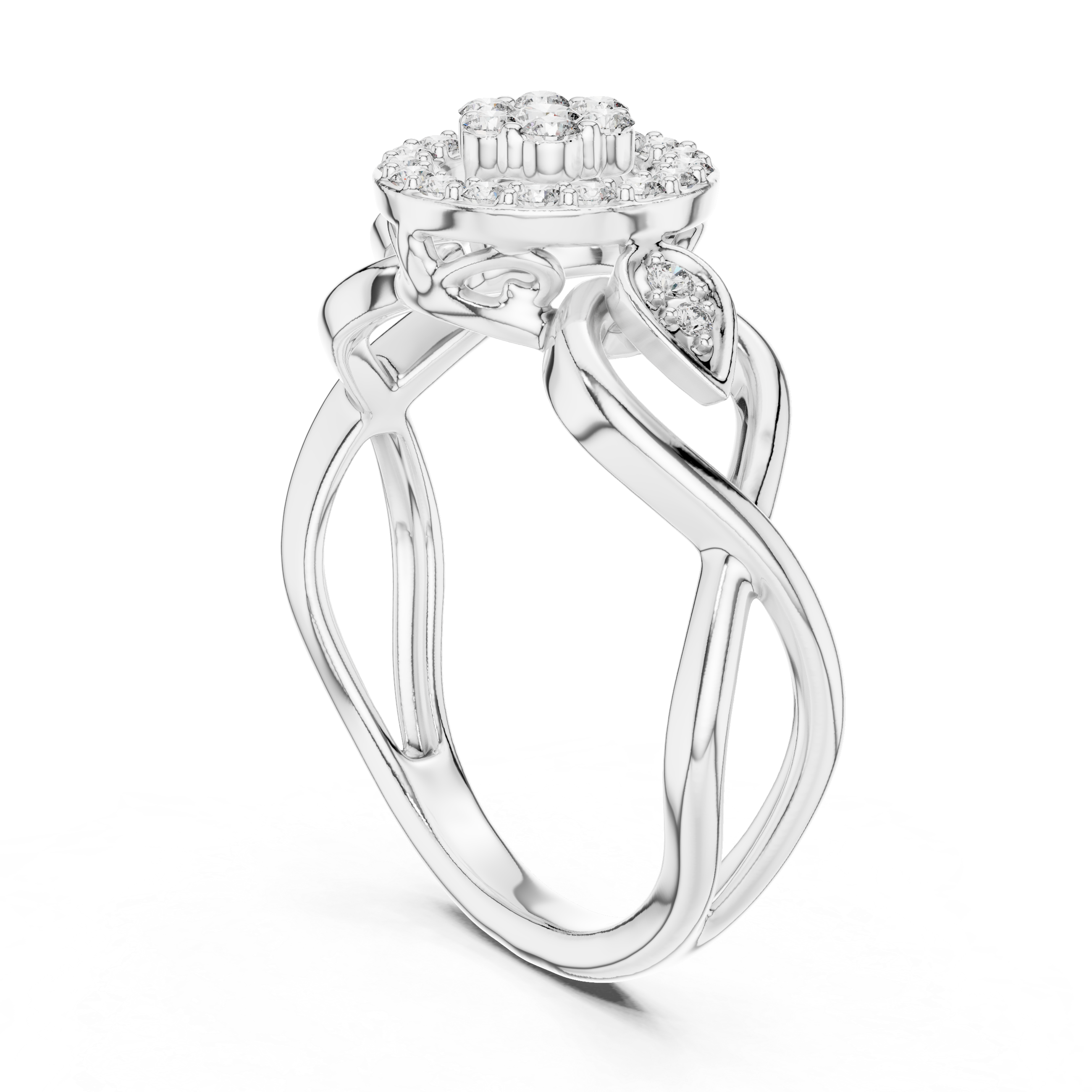 925 Silver Moissanite Cluster Halo Cocktail Ring 14K Gold Plated