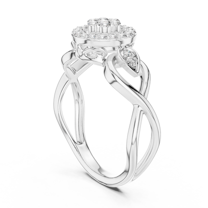 925 Silver Moissanite Cluster Halo Cocktail Ring 14K Gold Plated